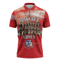 Remembering Tuskegee Airmen Zipper Polo Shirt Heroes of the 332nd Squadron Red Art - Wonder Print Shop