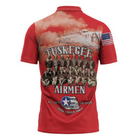 Remembering Tuskegee Airmen Zipper Polo Shirt Heroes of the 332nd Squadron Red Art - Wonder Print Shop