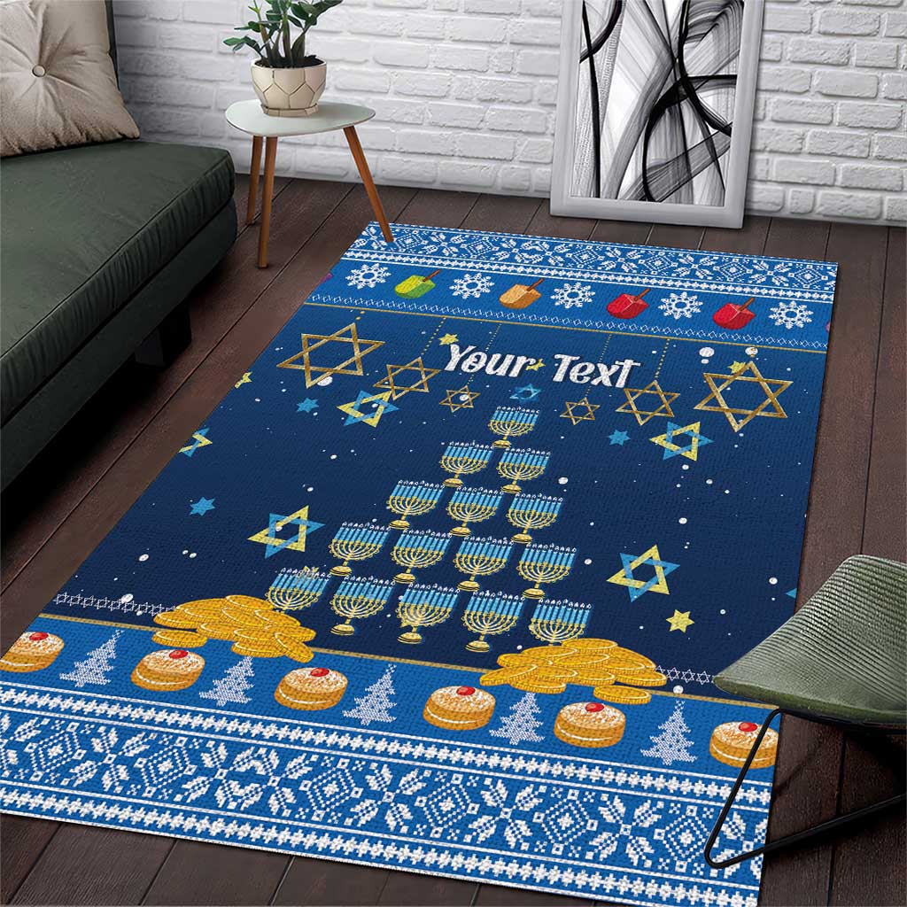Personalised Jewish Hanukkah Xmas Area Rug Merry Chrismukkah - Wonder Print Shop
