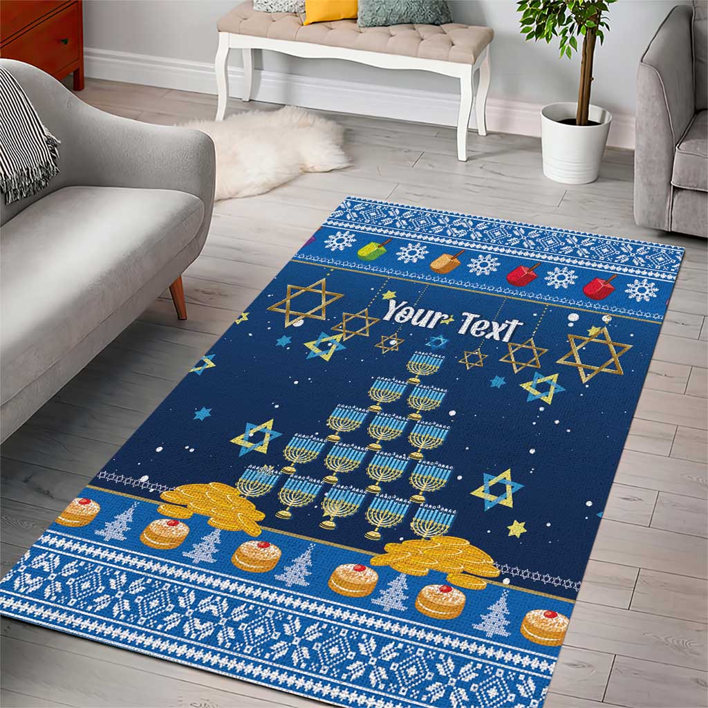 Personalised Jewish Hanukkah Xmas Area Rug Merry Chrismukkah - Wonder Print Shop