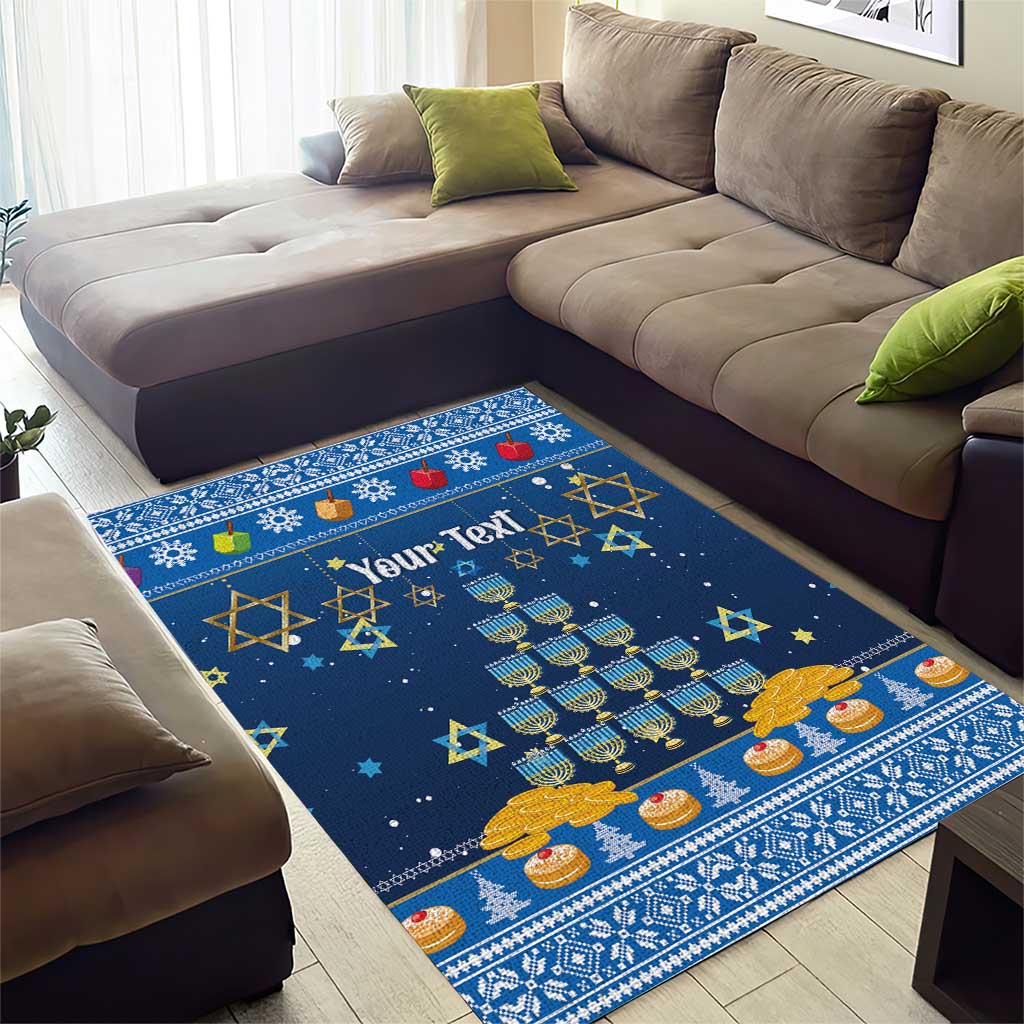 Personalised Jewish Hanukkah Xmas Area Rug Merry Chrismukkah - Wonder Print Shop