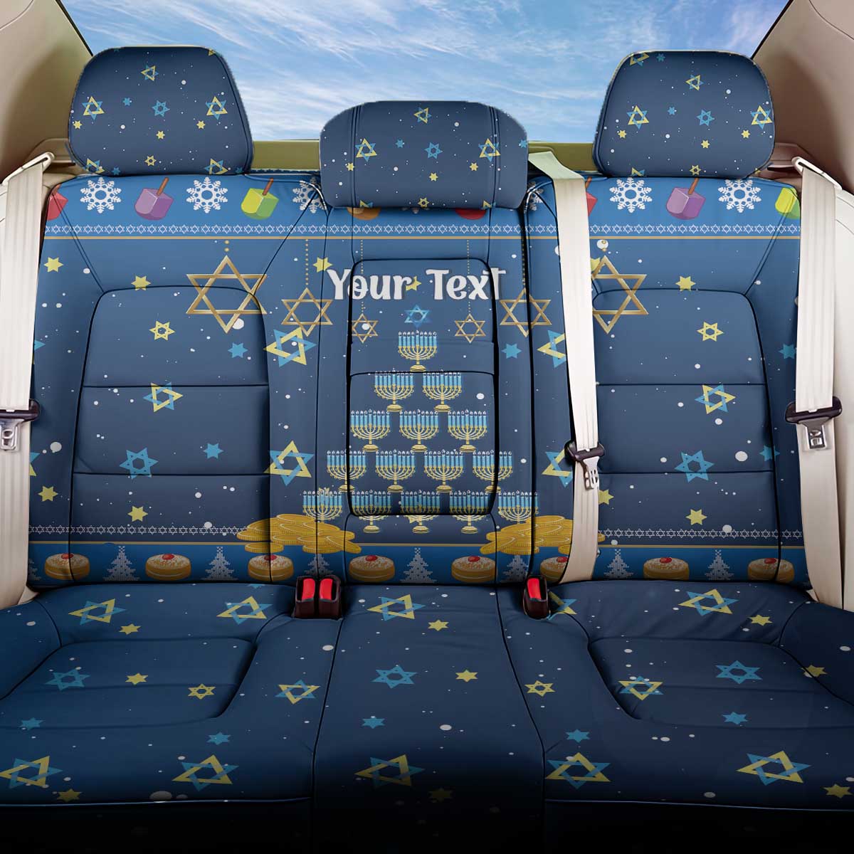 Personalised Jewish Hanukkah Xmas Back Car Seat Cover Merry Chrismukkah - Wonder Print Shop