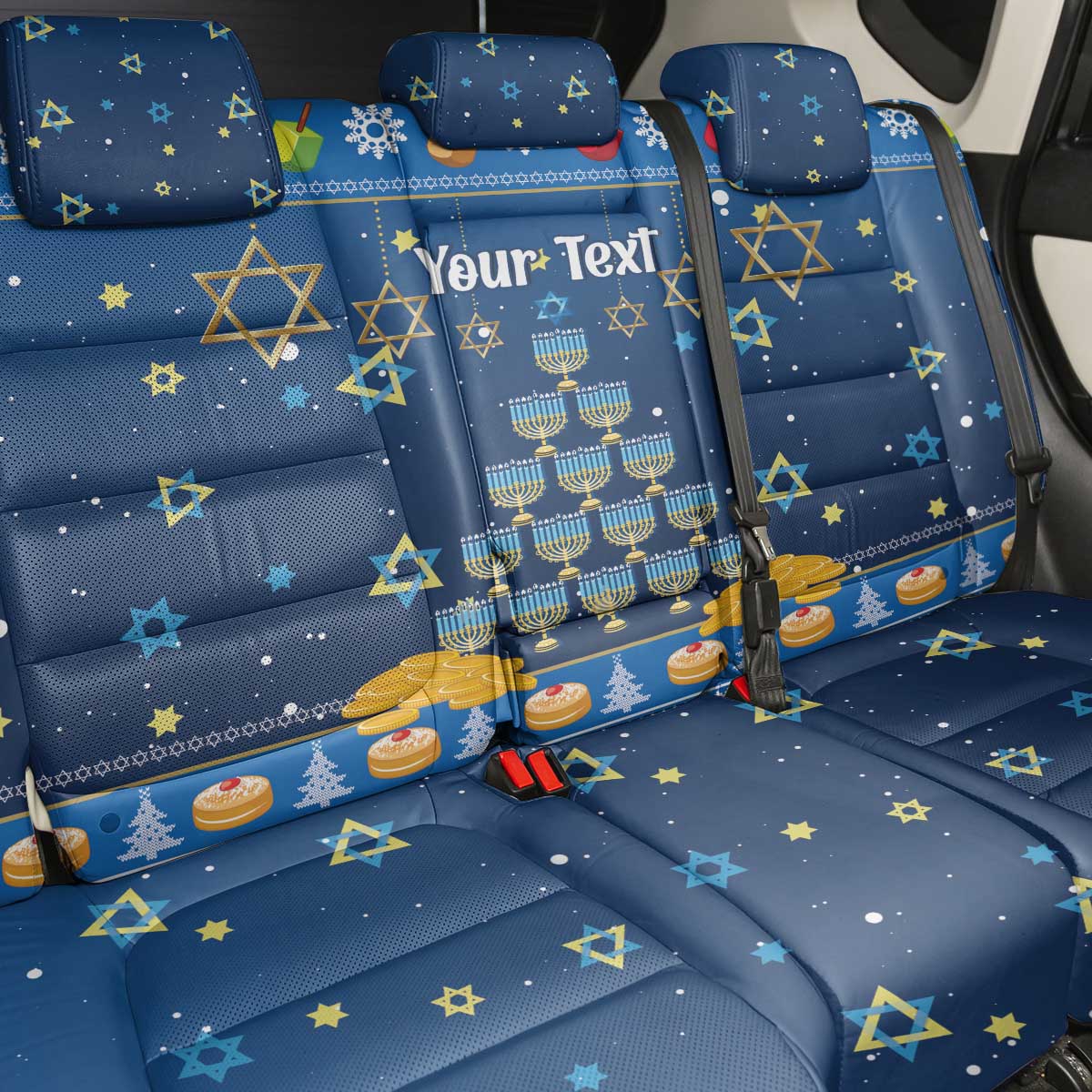Personalised Jewish Hanukkah Xmas Back Car Seat Cover Merry Chrismukkah - Wonder Print Shop