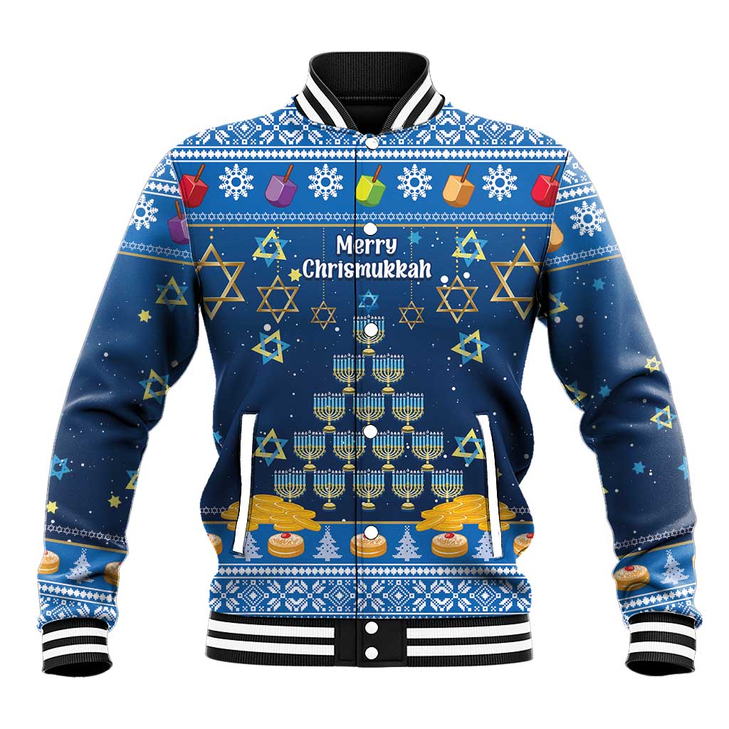Personalised Jewish Hanukkah Xmas Baseball Jacket Merry Chrismukkah - Wonder Print Shop