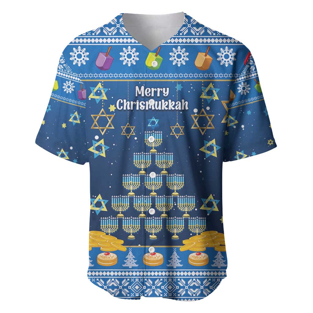 Personalised Jewish Hanukkah Xmas Baseball Jersey Merry Chrismukkah - Wonder Print Shop