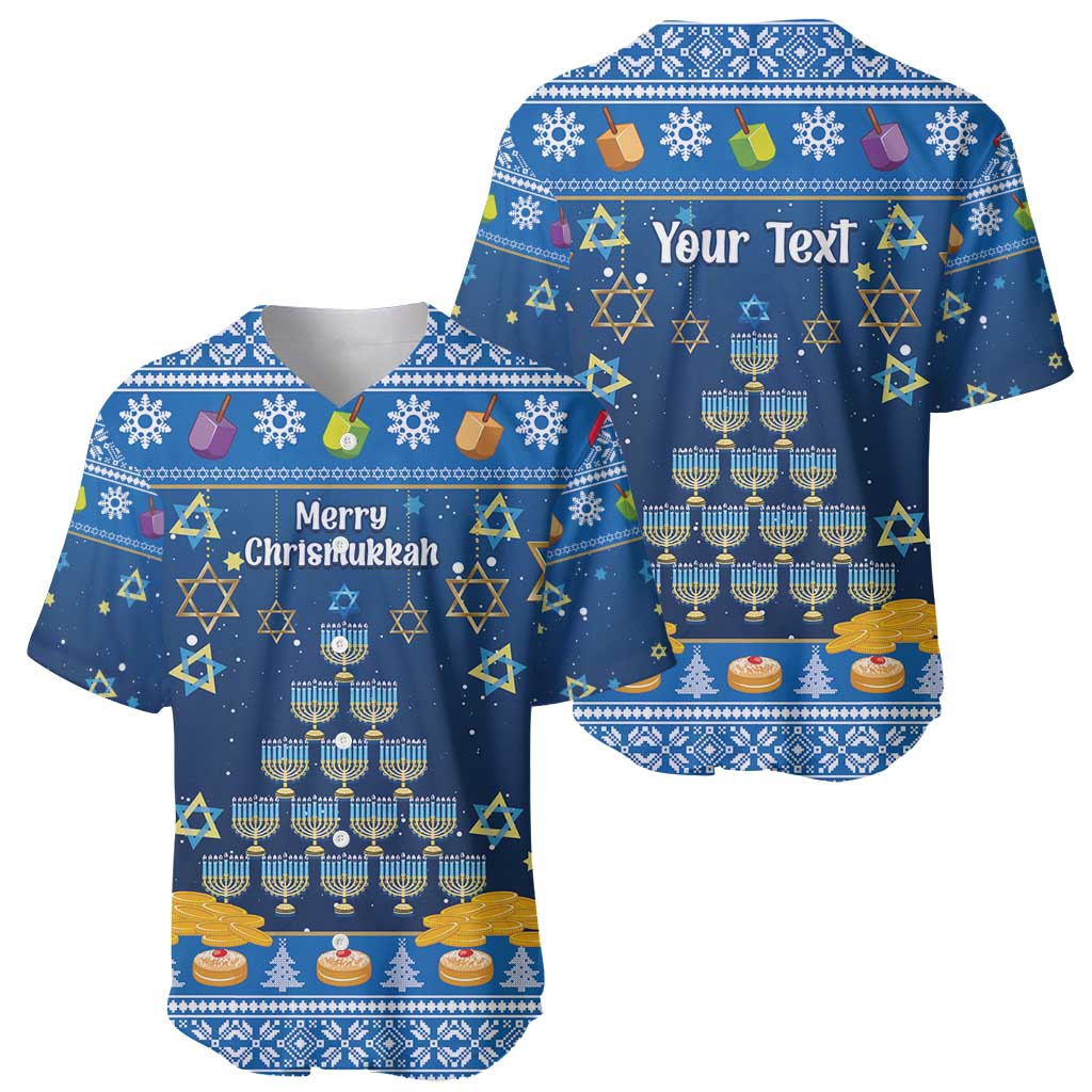 Personalised Jewish Hanukkah Xmas Baseball Jersey Merry Chrismukkah - Wonder Print Shop