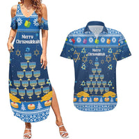 Personalised Jewish Hanukkah Xmas Couples Matching Summer Maxi Dress and Hawaiian Shirt Merry Chrismukkah - Wonder Print Shop