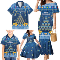 Personalised Jewish Hanukkah Xmas Family Matching Mermaid Dress and Hawaiian Shirt Merry Chrismukkah - Wonder Print Shop