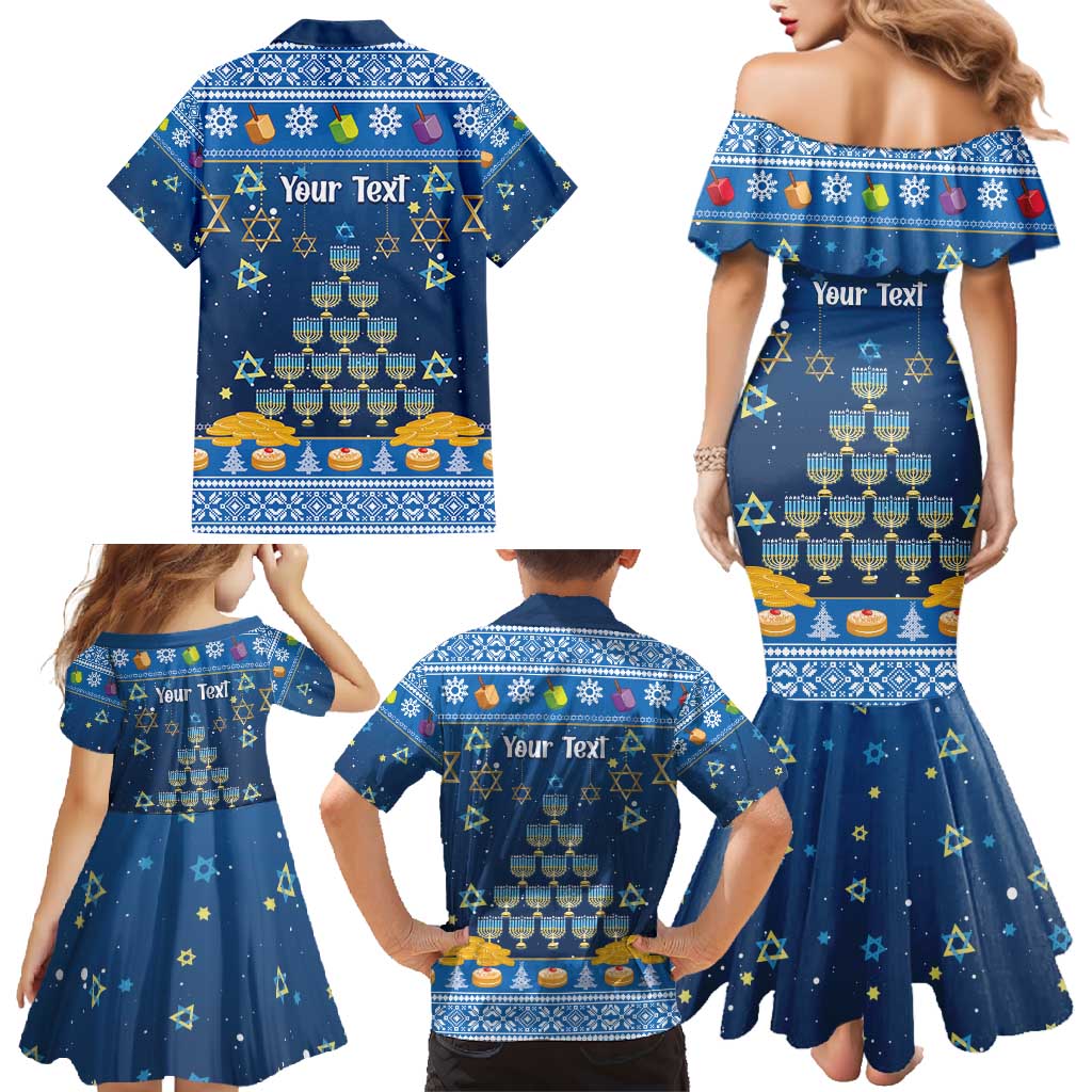 Personalised Jewish Hanukkah Xmas Family Matching Mermaid Dress and Hawaiian Shirt Merry Chrismukkah - Wonder Print Shop