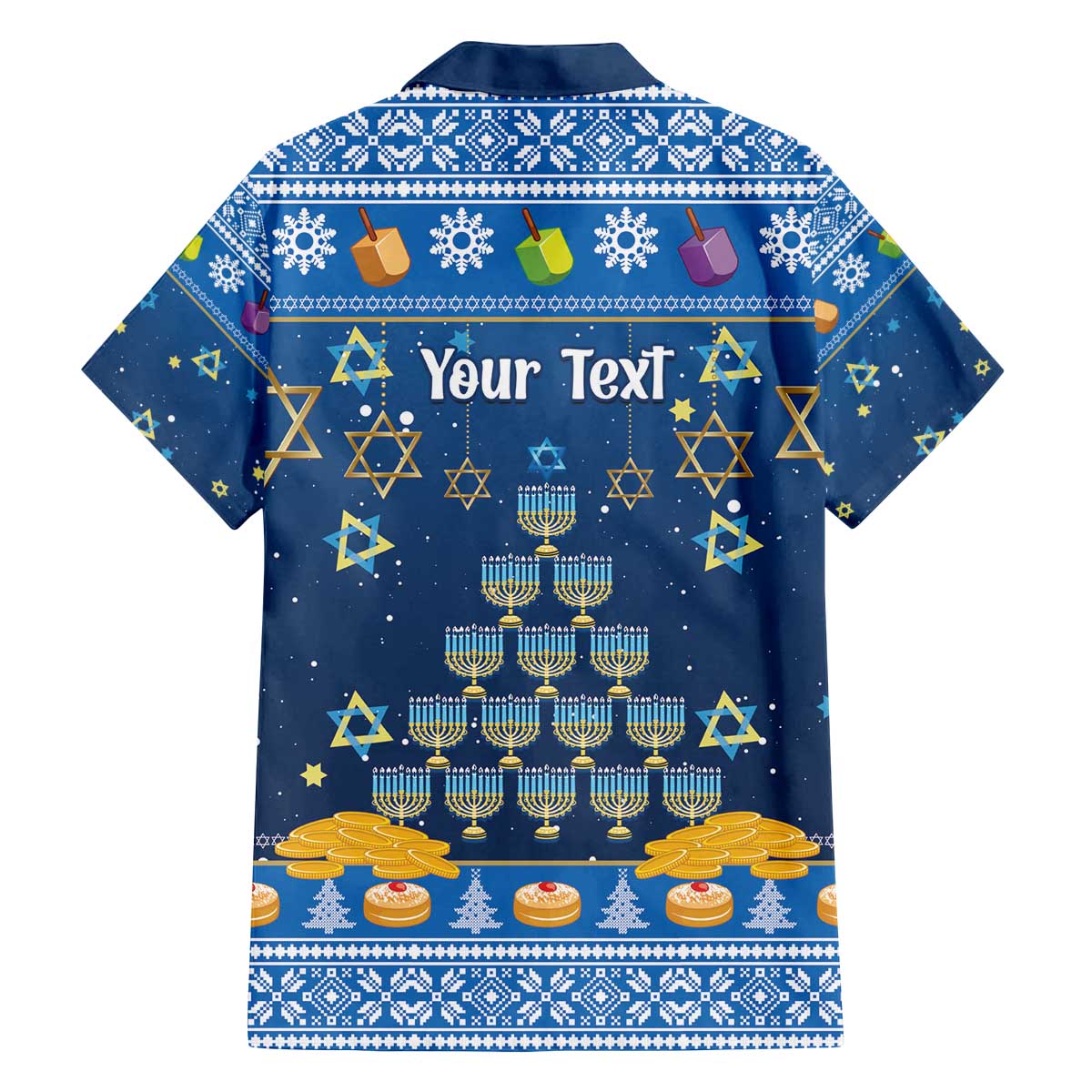 Personalised Jewish Hanukkah Xmas Family Matching Off The Shoulder Long Sleeve Dress and Hawaiian Shirt Merry Chrismukkah - Wonder Print Shop