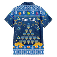 Personalised Jewish Hanukkah Xmas Family Matching Off The Shoulder Long Sleeve Dress and Hawaiian Shirt Merry Chrismukkah - Wonder Print Shop