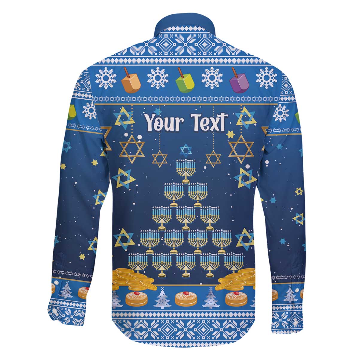 Personalised Jewish Hanukkah Xmas Family Matching Off The Shoulder Long Sleeve Dress and Hawaiian Shirt Merry Chrismukkah - Wonder Print Shop