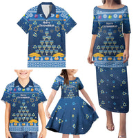 Personalised Jewish Hanukkah Xmas Family Matching Puletasi and Hawaiian Shirt Merry Chrismukkah - Wonder Print Shop