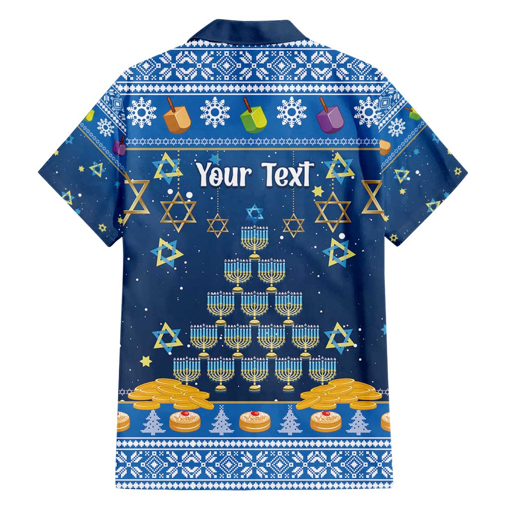 Personalised Jewish Hanukkah Xmas Family Matching Short Sleeve Bodycon Dress and Hawaiian Shirt Merry Chrismukkah - Wonder Print Shop