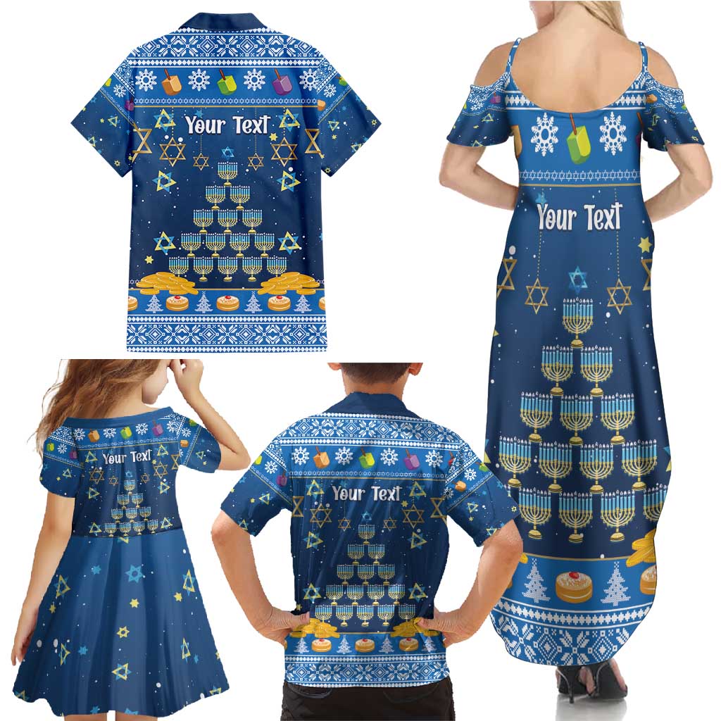 Personalised Jewish Hanukkah Xmas Family Matching Summer Maxi Dress and Hawaiian Shirt Merry Chrismukkah - Wonder Print Shop