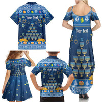 Personalised Jewish Hanukkah Xmas Family Matching Summer Maxi Dress and Hawaiian Shirt Merry Chrismukkah - Wonder Print Shop