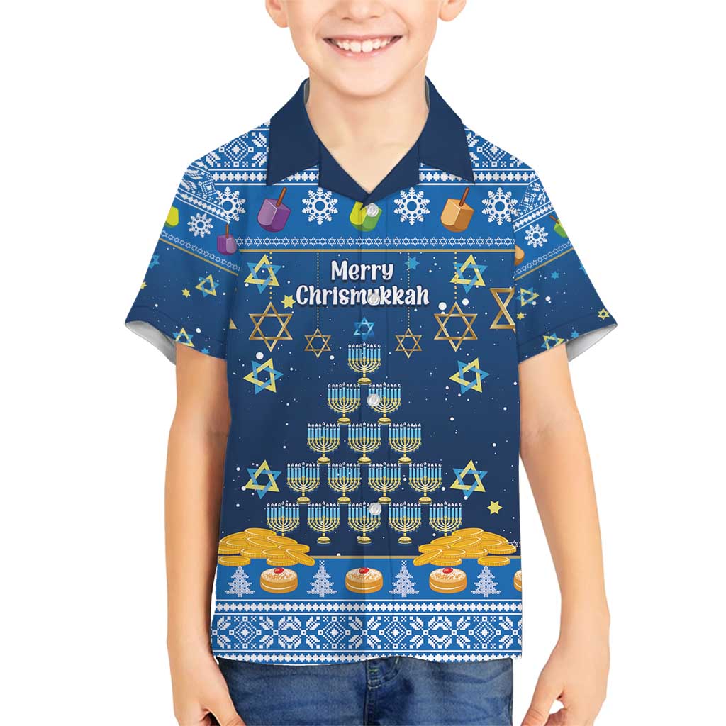 Personalised Jewish Hanukkah Xmas Family Matching Summer Maxi Dress and Hawaiian Shirt Merry Chrismukkah - Wonder Print Shop