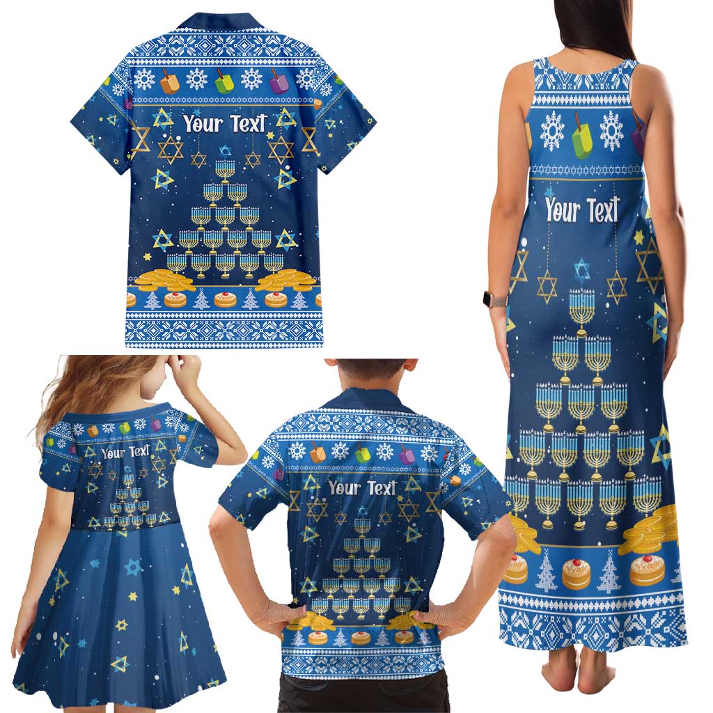 Personalised Jewish Hanukkah Xmas Family Matching Tank Maxi Dress and Hawaiian Shirt Merry Chrismukkah - Wonder Print Shop