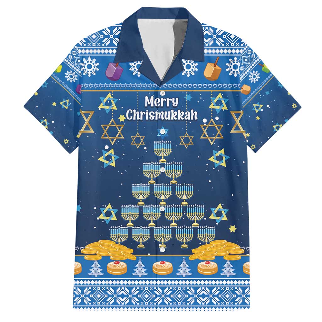 Personalised Jewish Hanukkah Xmas Hawaiian Shirt Merry Chrismukkah - Wonder Print Shop