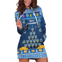 Personalised Jewish Hanukkah Xmas Hoodie Dress Merry Chrismukkah - Wonder Print Shop