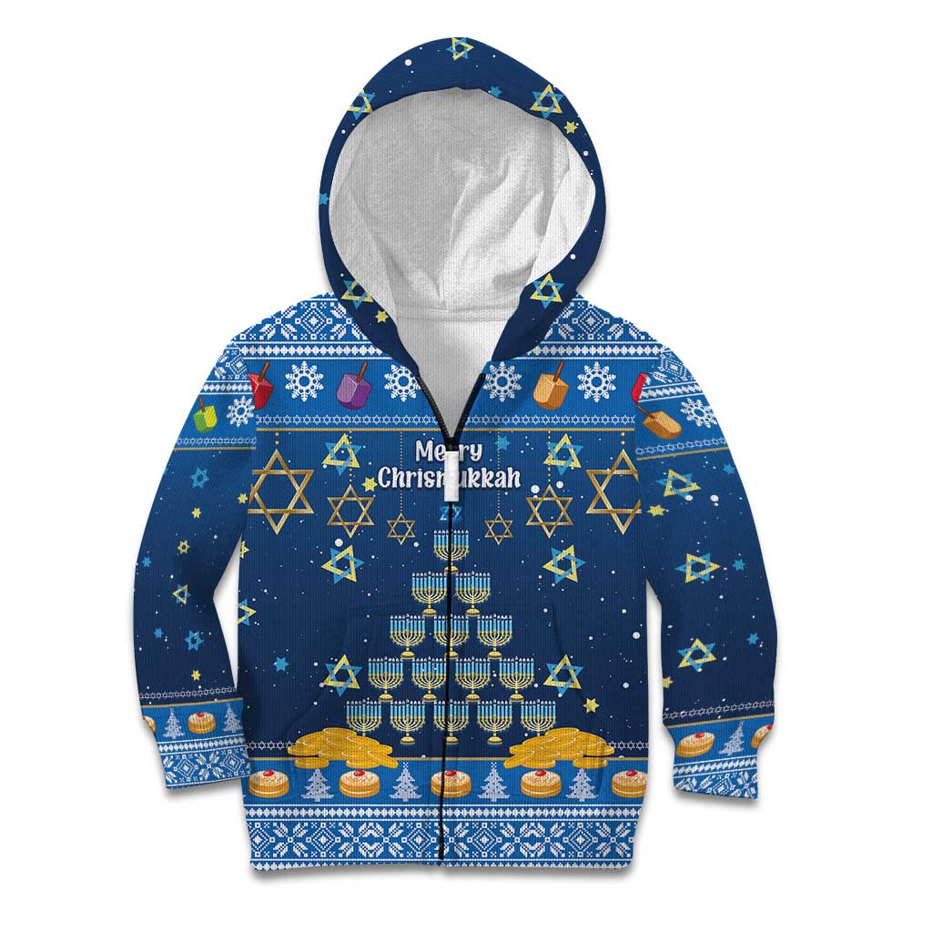 Personalised Jewish Hanukkah Xmas Kid Hoodie Merry Chrismukkah - Wonder Print Shop