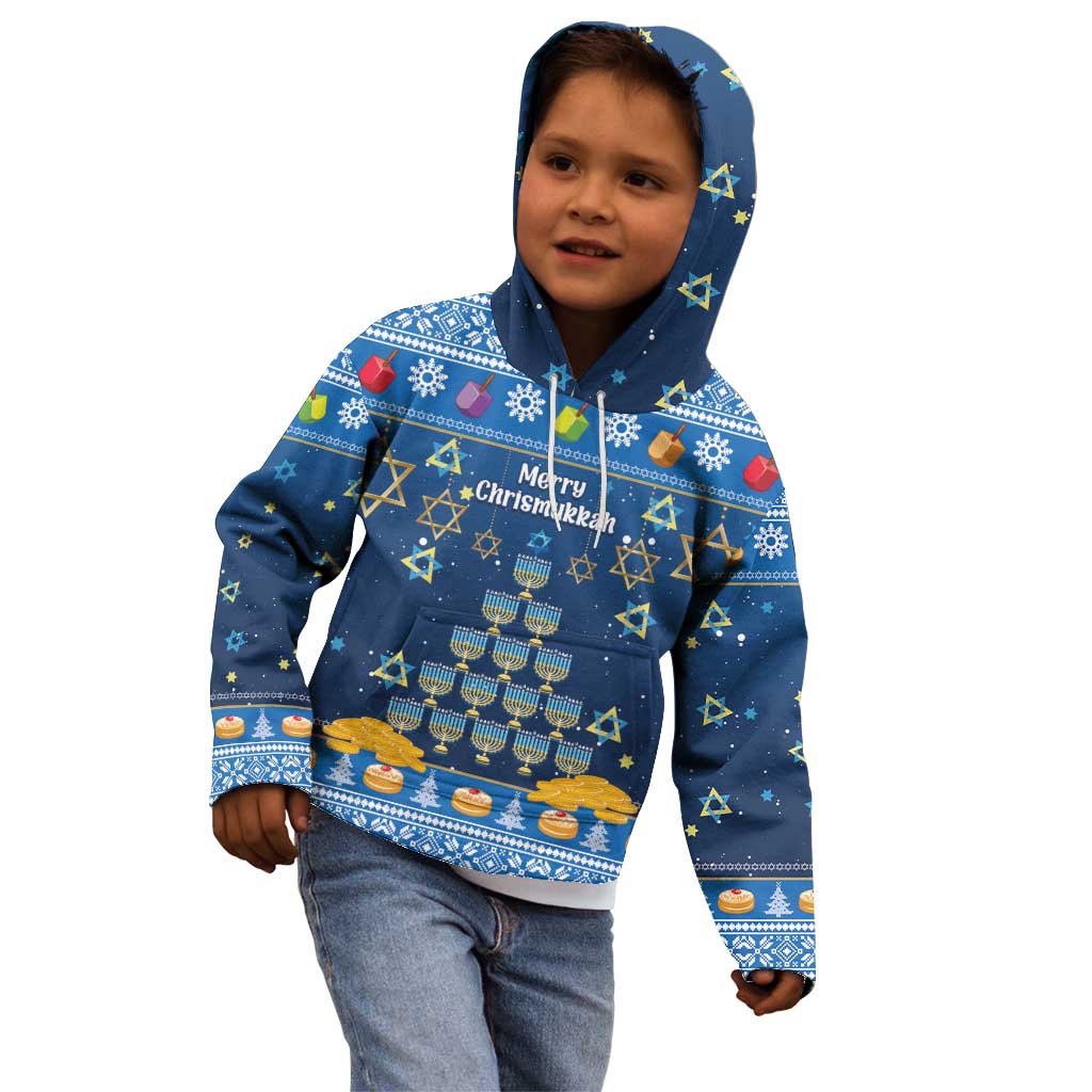 Personalised Jewish Hanukkah Xmas Kid Hoodie Merry Chrismukkah - Wonder Print Shop