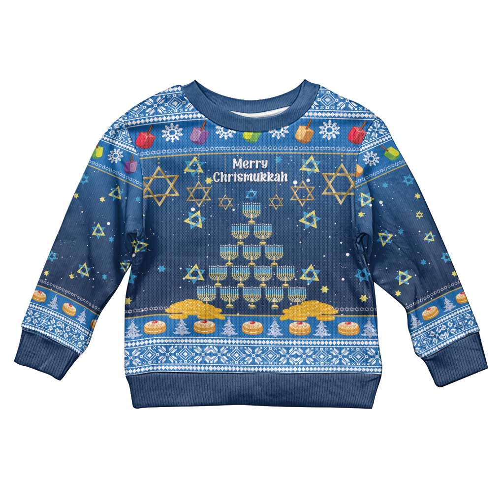 Personalised Jewish Hanukkah Xmas Kid Ugly Christmas Sweater Merry Chrismukkah - Wonder Print Shop