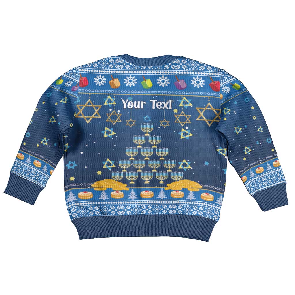 Personalised Jewish Hanukkah Xmas Kid Ugly Christmas Sweater Merry Chrismukkah - Wonder Print Shop