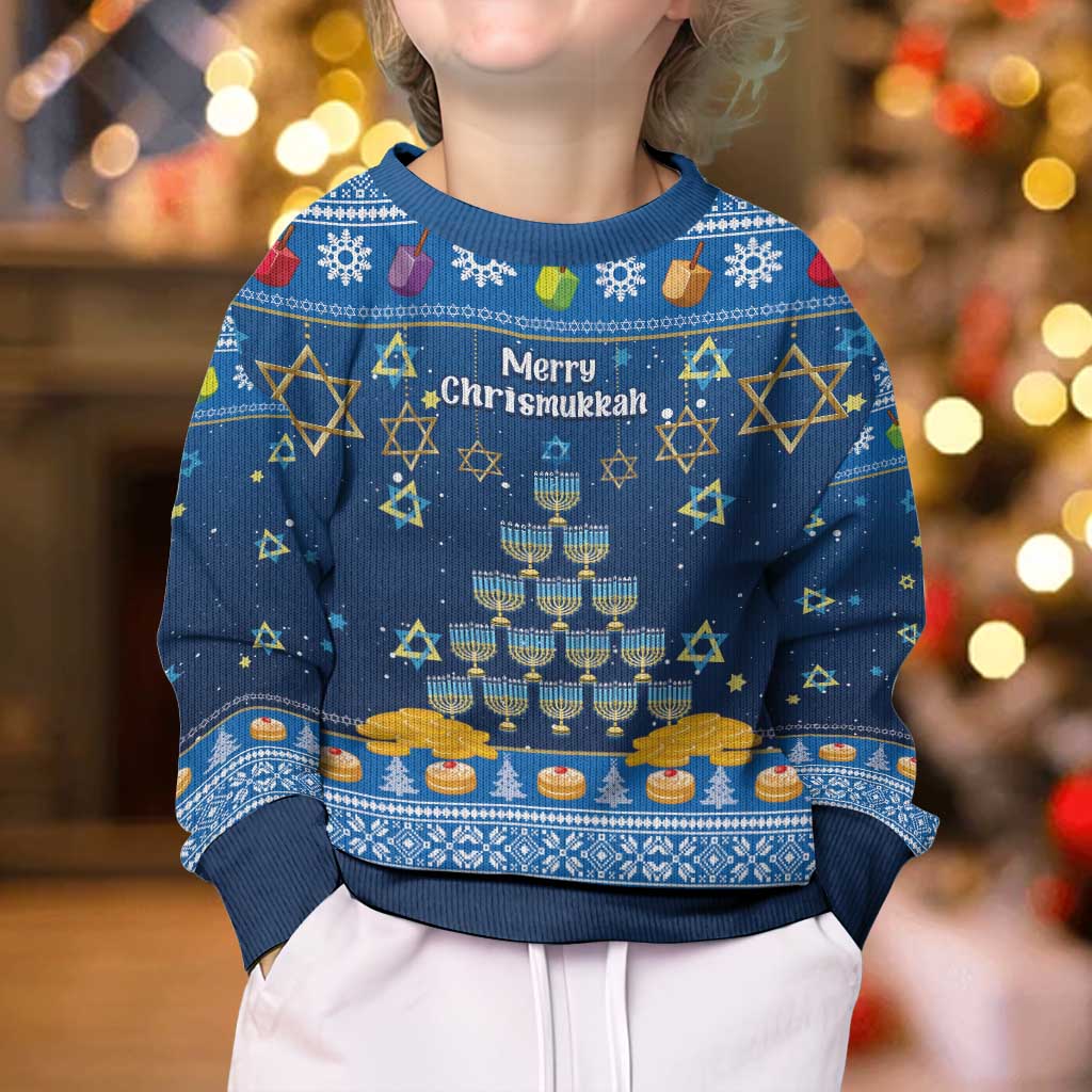 Personalised Jewish Hanukkah Xmas Kid Ugly Christmas Sweater Merry Chrismukkah - Wonder Print Shop