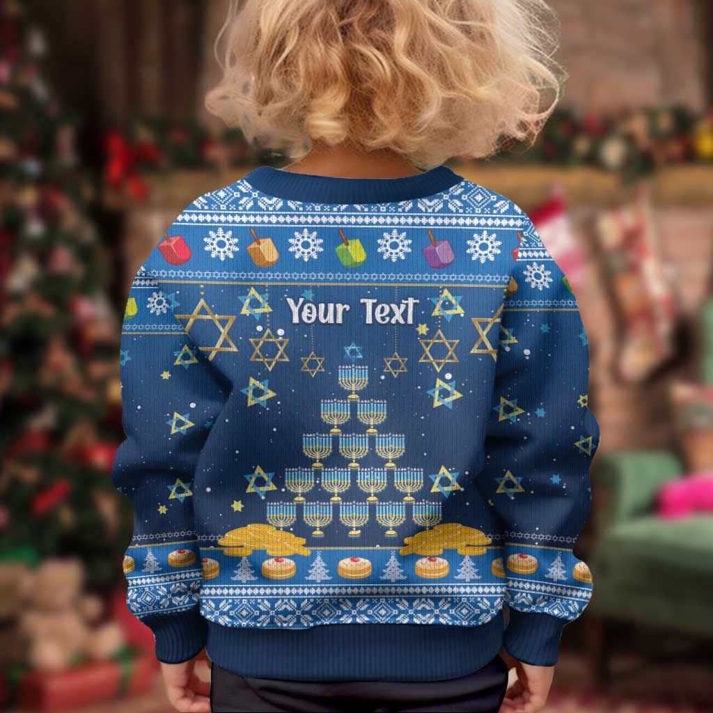Personalised Jewish Hanukkah Xmas Kid Ugly Christmas Sweater Merry Chrismukkah - Wonder Print Shop