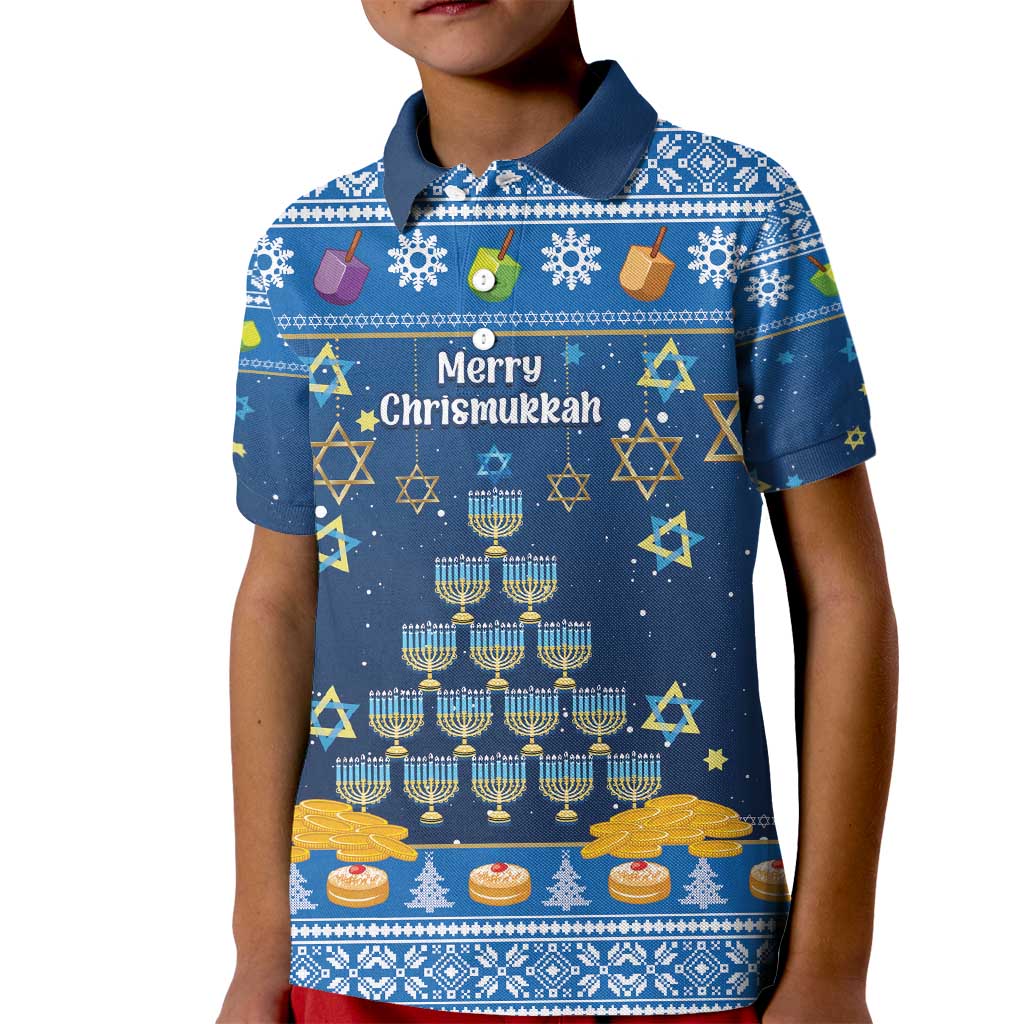 Personalised Jewish Hanukkah Xmas Kid Polo Shirt Merry Chrismukkah - Wonder Print Shop