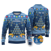 Personalised Jewish Hanukkah Xmas Ugly Christmas Sweater Merry Chrismukkah - Wonder Print Shop