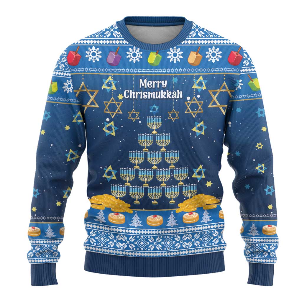 Personalised Jewish Hanukkah Xmas Ugly Christmas Sweater Merry Chrismukkah - Wonder Print Shop