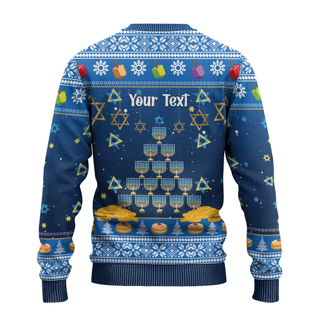 Personalised Jewish Hanukkah Xmas Ugly Christmas Sweater Merry Chrismukkah - Wonder Print Shop