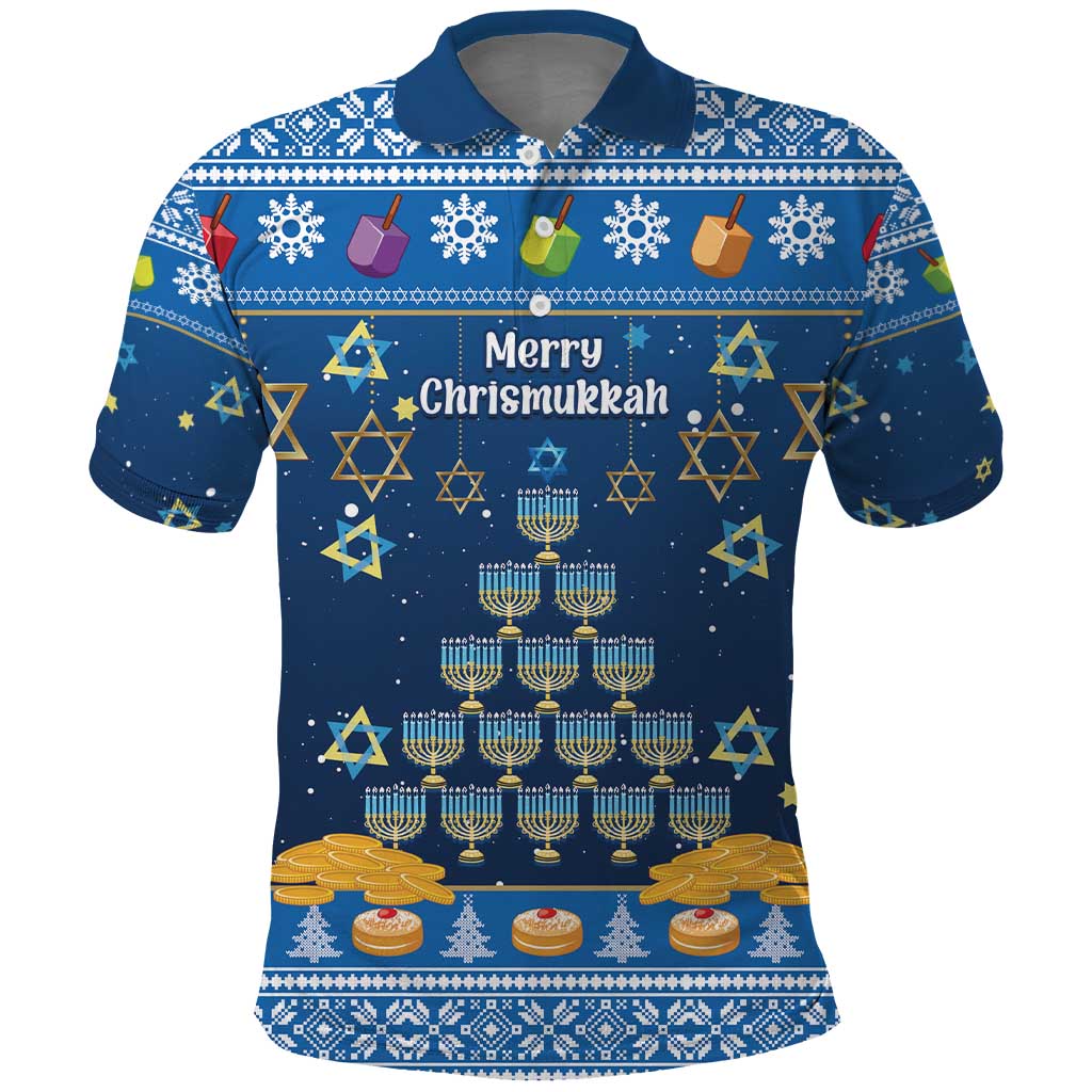 Personalised Jewish Hanukkah Xmas Polo Shirt Merry Chrismukkah - Wonder Print Shop