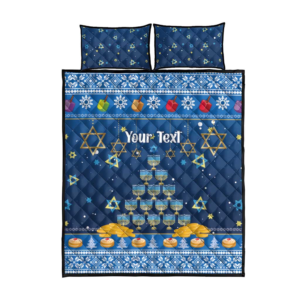 Personalised Jewish Hanukkah Xmas Quilt Bed Set Merry Chrismukkah - Wonder Print Shop