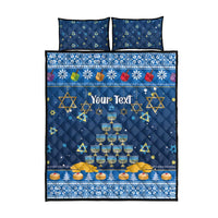 Personalised Jewish Hanukkah Xmas Quilt Bed Set Merry Chrismukkah - Wonder Print Shop