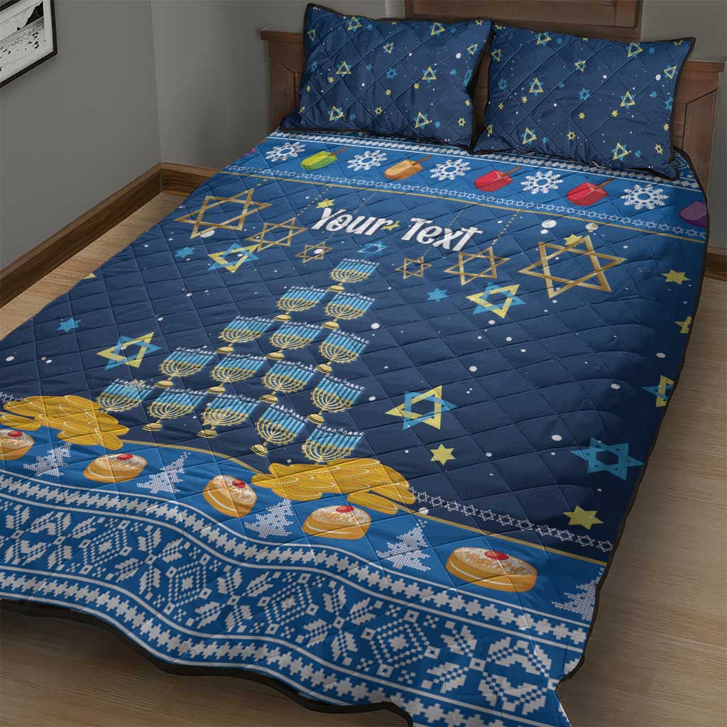 Personalised Jewish Hanukkah Xmas Quilt Bed Set Merry Chrismukkah - Wonder Print Shop