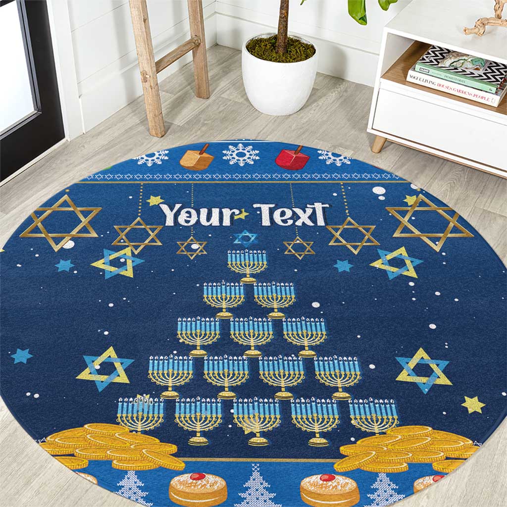 Personalised Jewish Hanukkah Xmas Round Carpet Merry Chrismukkah