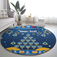 Personalised Jewish Hanukkah Xmas Round Carpet Merry Chrismukkah