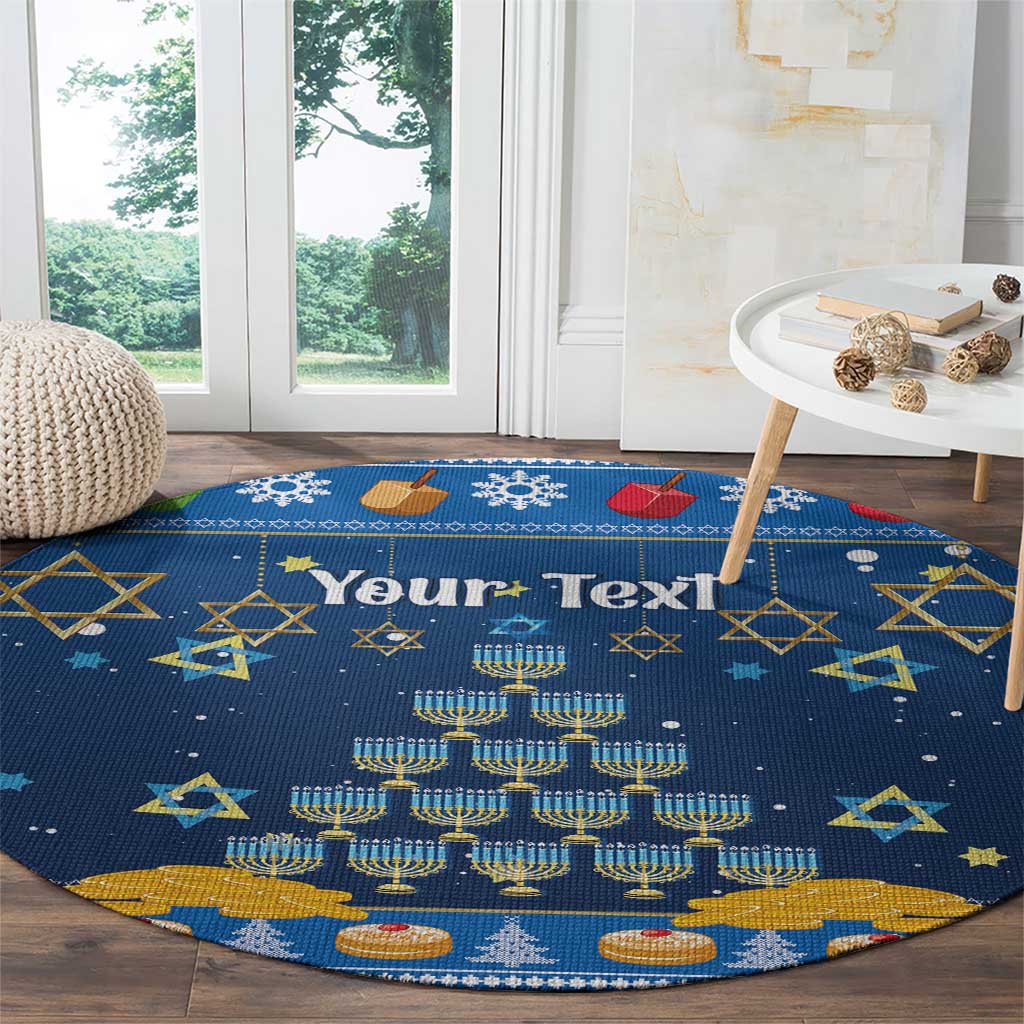 Personalised Jewish Hanukkah Xmas Round Carpet Merry Chrismukkah