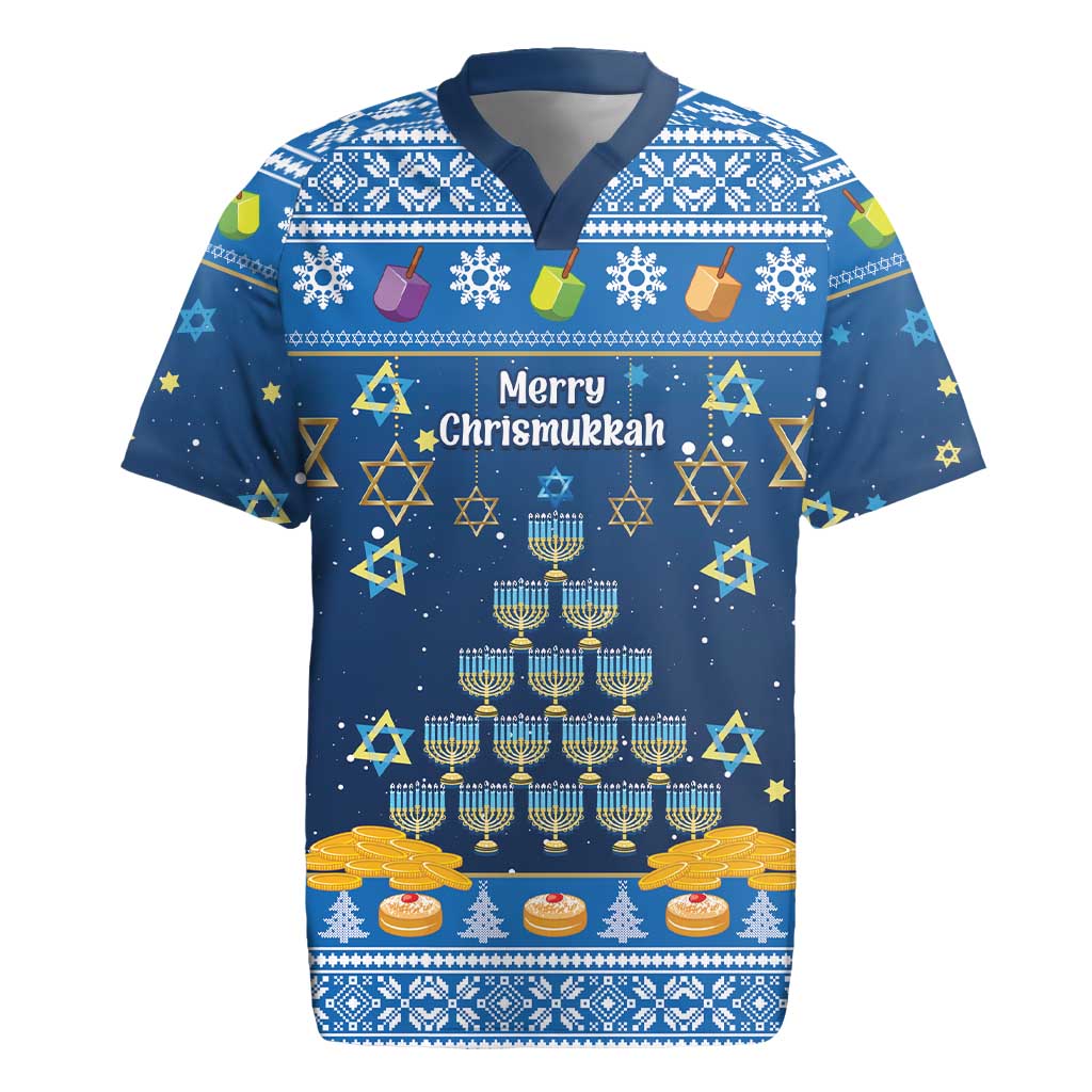 Personalised Jewish Hanukkah Xmas Rugby Jersey Merry Chrismukkah - Wonder Print Shop