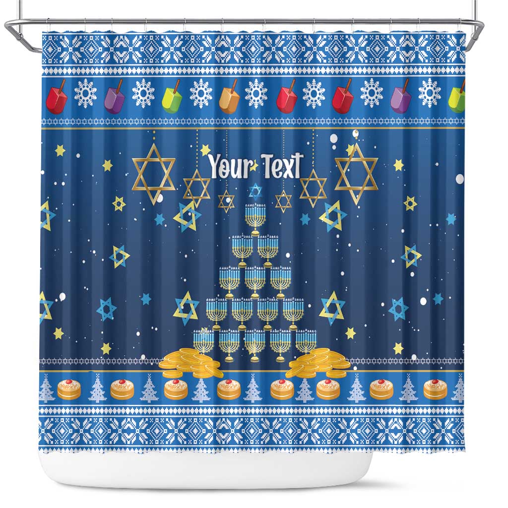 Personalised Jewish Hanukkah Xmas Shower Curtain Merry Chrismukkah