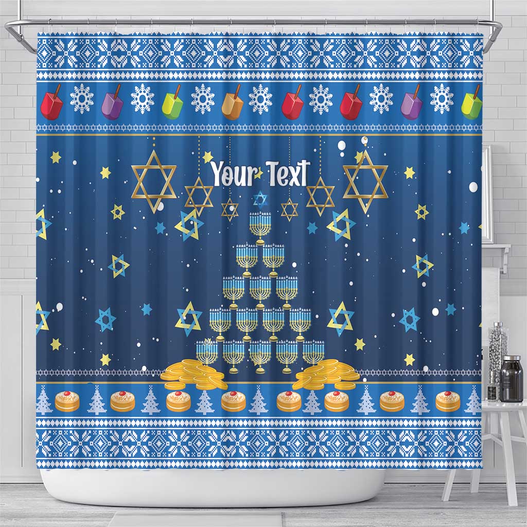 Personalised Jewish Hanukkah Xmas Shower Curtain Merry Chrismukkah