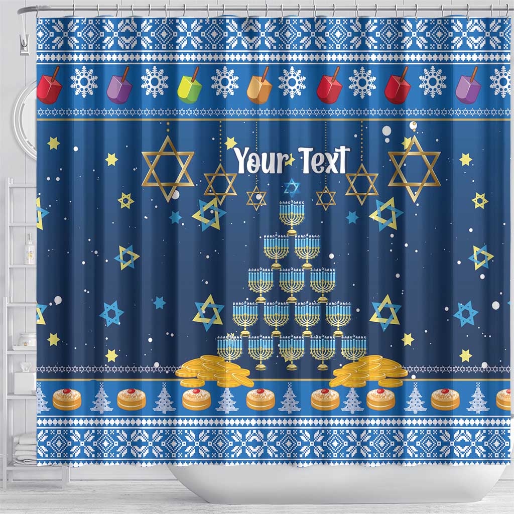 Personalised Jewish Hanukkah Xmas Shower Curtain Merry Chrismukkah