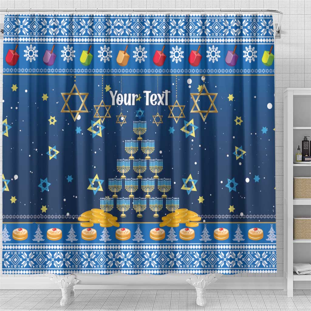 Personalised Jewish Hanukkah Xmas Shower Curtain Merry Chrismukkah