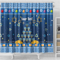 Personalised Jewish Hanukkah Xmas Shower Curtain Merry Chrismukkah