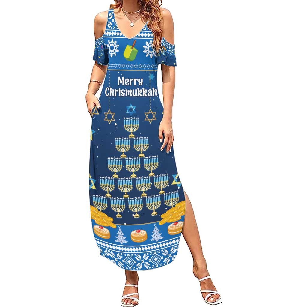 Personalised Jewish Hanukkah Xmas Summer Maxi Dress Merry Chrismukkah - Wonder Print Shop