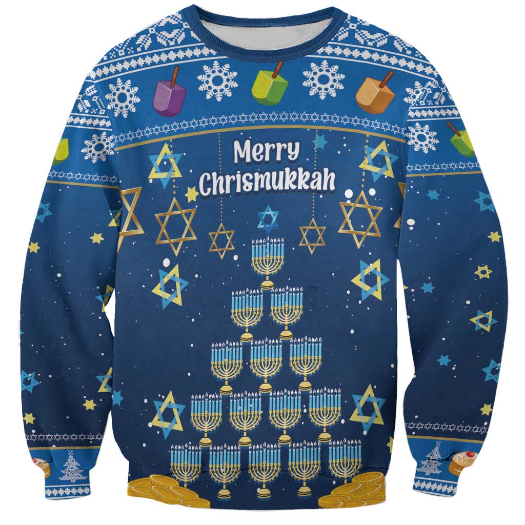 Personalised Jewish Hanukkah Xmas Sweatshirt Merry Chrismukkah - Wonder Print Shop