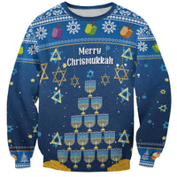 Personalised Jewish Hanukkah Xmas Sweatshirt Merry Chrismukkah - Wonder Print Shop